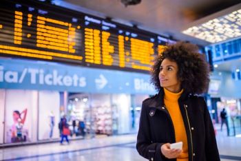 business traveler in airport