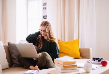 college student with laptop